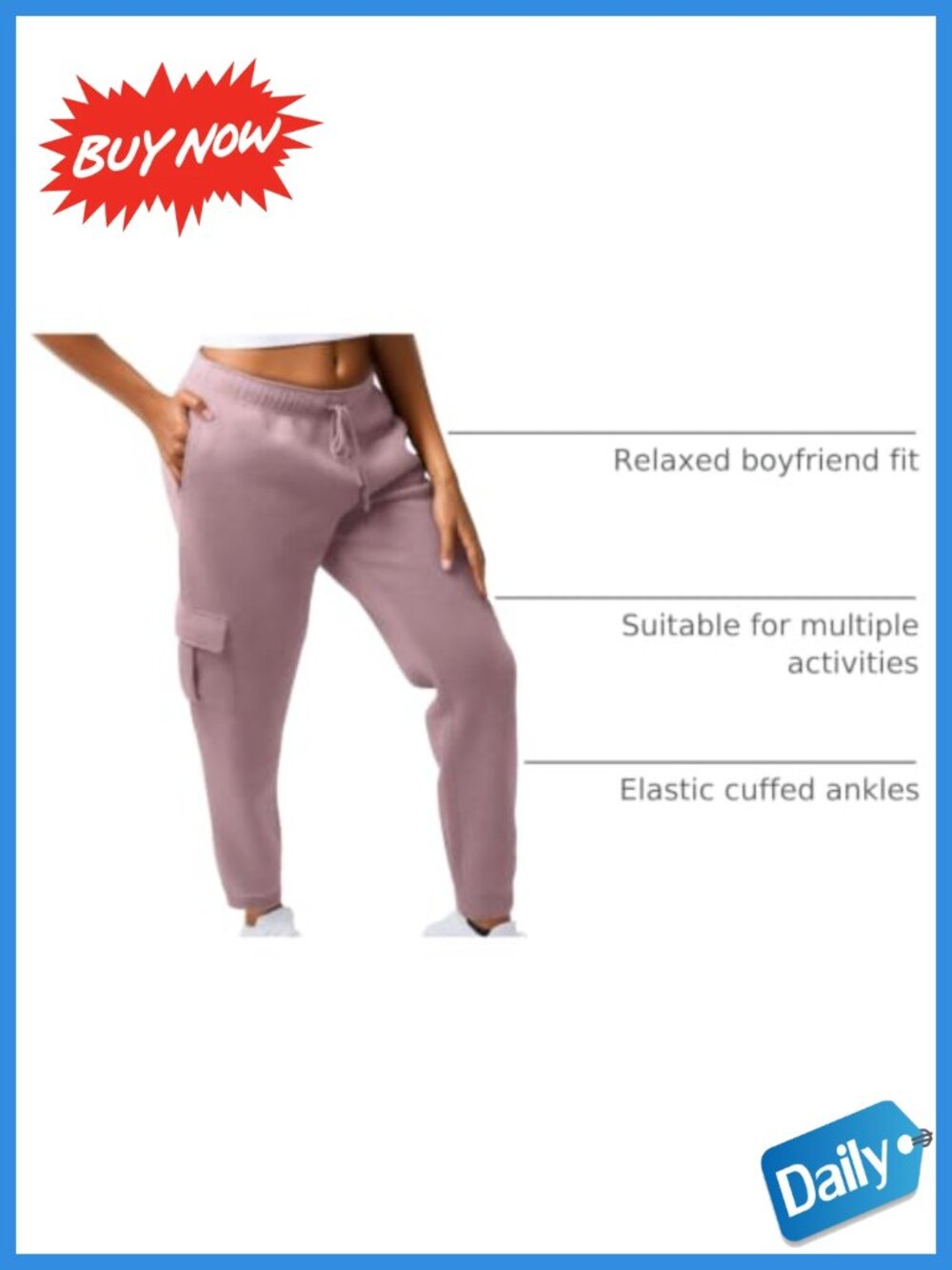 Fleece Cargo Joggers Womens 3 Pack 4 Pockets Tapered Sweatpants - Picture 3 of 6